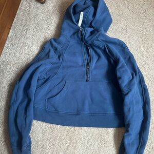 lululemon athletica Blue Scuba half zip cropped sweatshirt